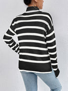 Striped Turtleneck Drop Shoulder Sweater - Guy Christopher 