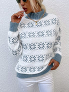 Snowflake Pattern Mock Neck Sweater - Guy Christopher 