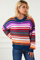 Striped Round Neck Sweater - Guy Christopher 