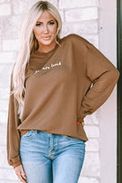 YOU ARE LOVED Graphic Dropped Shoulder Corduroy Sweatshirt - Guy Christopher 