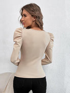 Square Neck Puff  Long Sleeve Top - Guy Christopher 