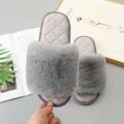 Faux Fur Open Toe Slippers - Guy Christopher