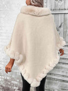 Faux Fur Trim Poncho - Guy Christopher