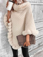 Faux Fur Trim Poncho - Guy Christopher