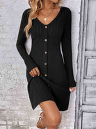 V-Neck Long Sleeve Mini Dress - Guy Christopher 