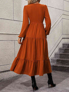 V-Neck Long Sleeve Tiered Dress - Guy Christopher 