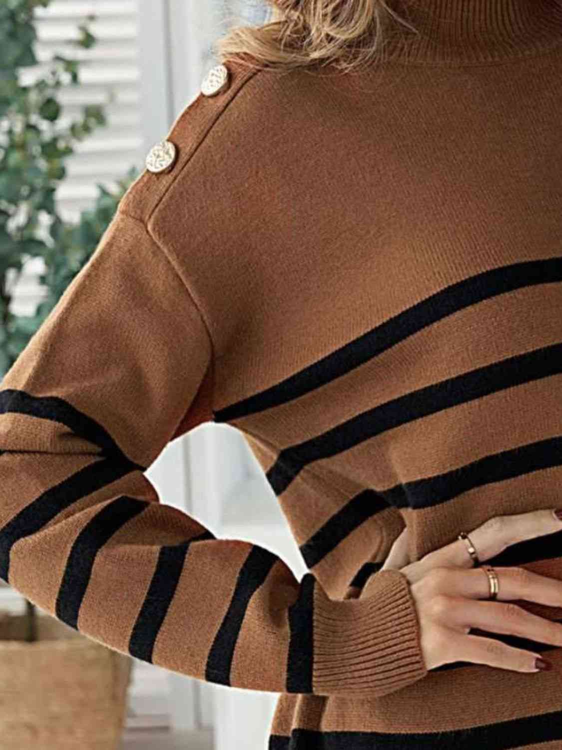 Striped Shoulder Detail Sweater - Guy Christopher 