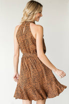 First Love Full Size Leopard Belted Sleeveless Dress - Guy Christopher 