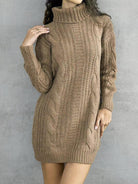 Turtleneck Ribbed Sweater Dress - Guy Christopher 