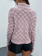 Turtle Neck Ribbed Long Sleeve Sweater - Guy Christopher 