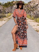 V-Neck Slit Maxi Dress - Guy Christopher 