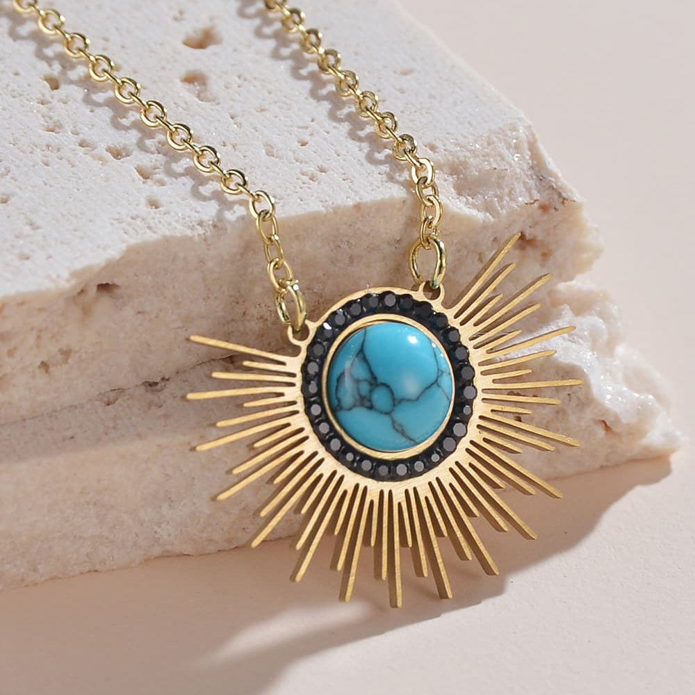 Turquoise 14K Gold Plated Pendant Necklace - Guy Christopher 