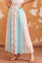 Floral Color Block Smocked Waist Maxi Skirt - Guy Christopher