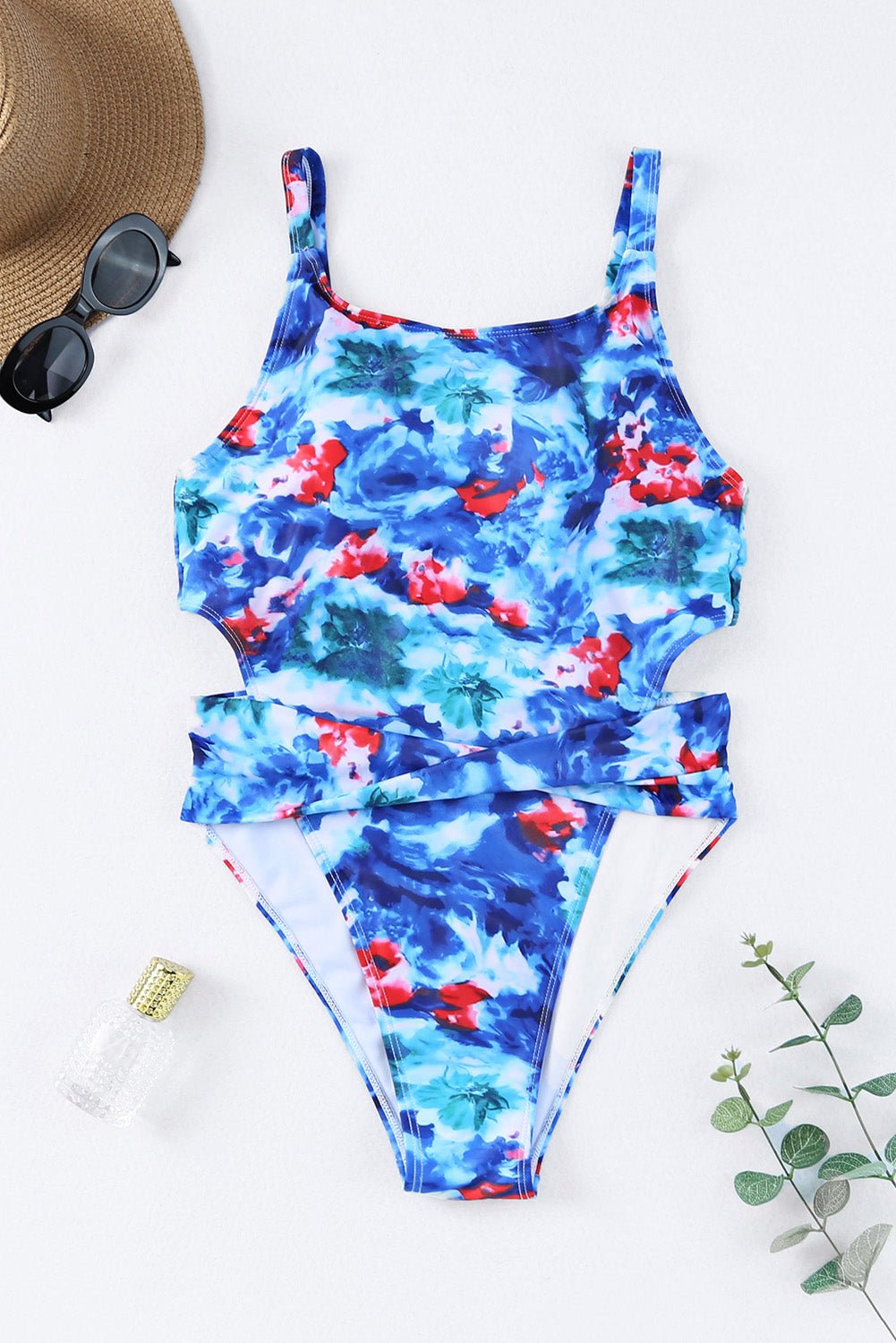 Floral Cutout Sleeveless One-Piece Swimsuit - Guy Christopher