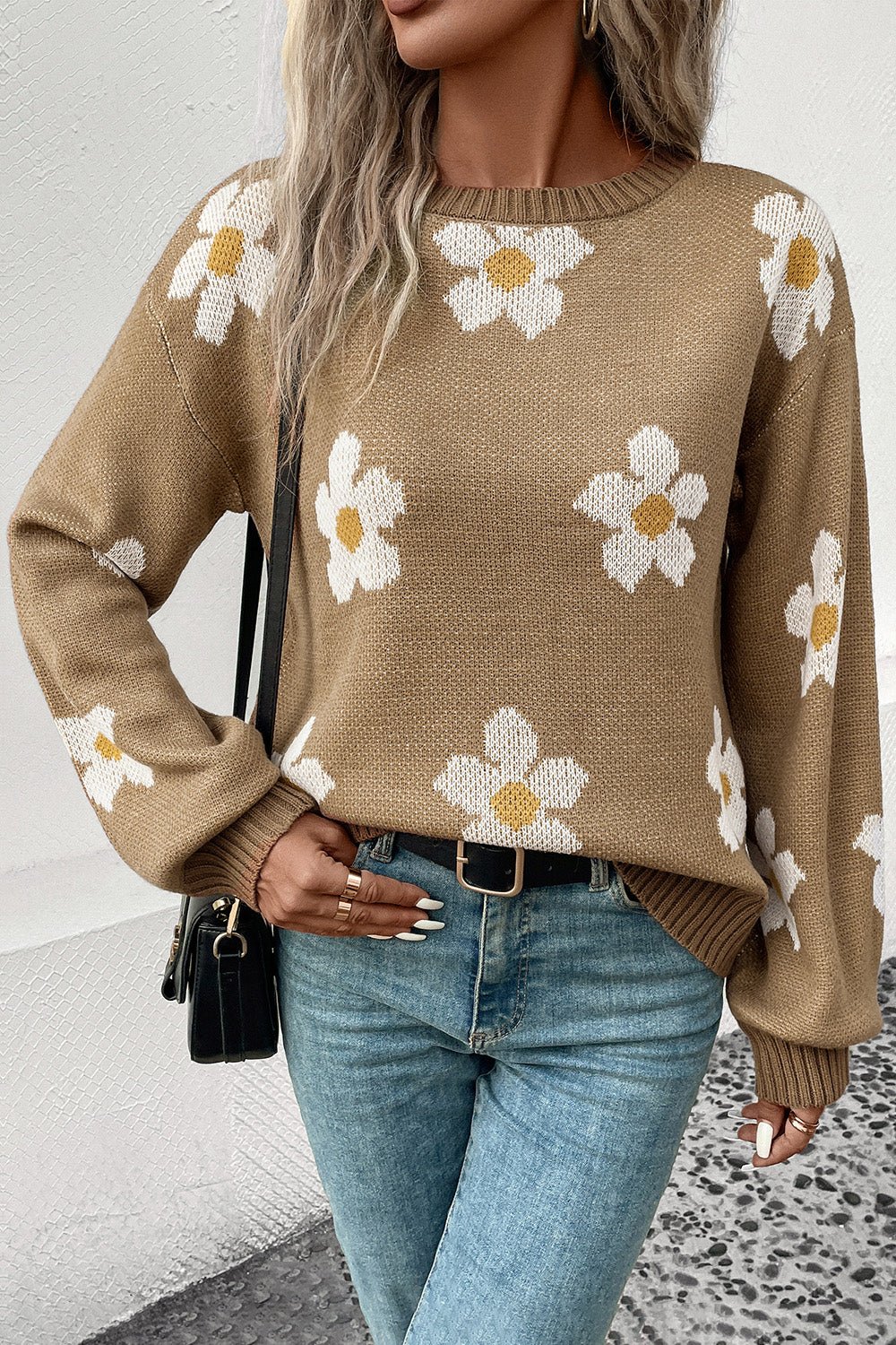 Floral Dropped Shoulder Sweater - Guy Christopher