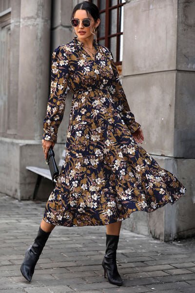 Floral Flounce Sleeve Tiered Dress - Guy Christopher