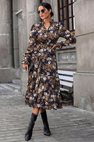 Floral Flounce Sleeve Tiered Dress - Guy Christopher