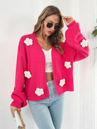 Floral Open Front Long Sleeve Cardigan - Guy Christopher