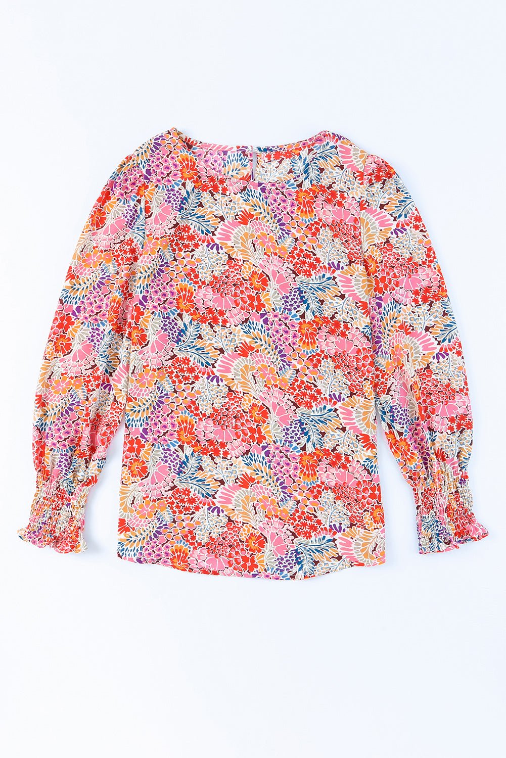 Floral Print Long Puff Sleeve Blouse - Guy Christopher