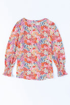 Floral Print Long Puff Sleeve Blouse - Guy Christopher