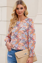 Floral Print Long Puff Sleeve Blouse - Guy Christopher