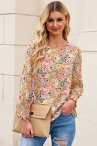 Floral Print Long Puff Sleeve Blouse - Guy Christopher