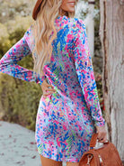 Floral Print Round Neck Long Sleeve Dress - Guy Christopher