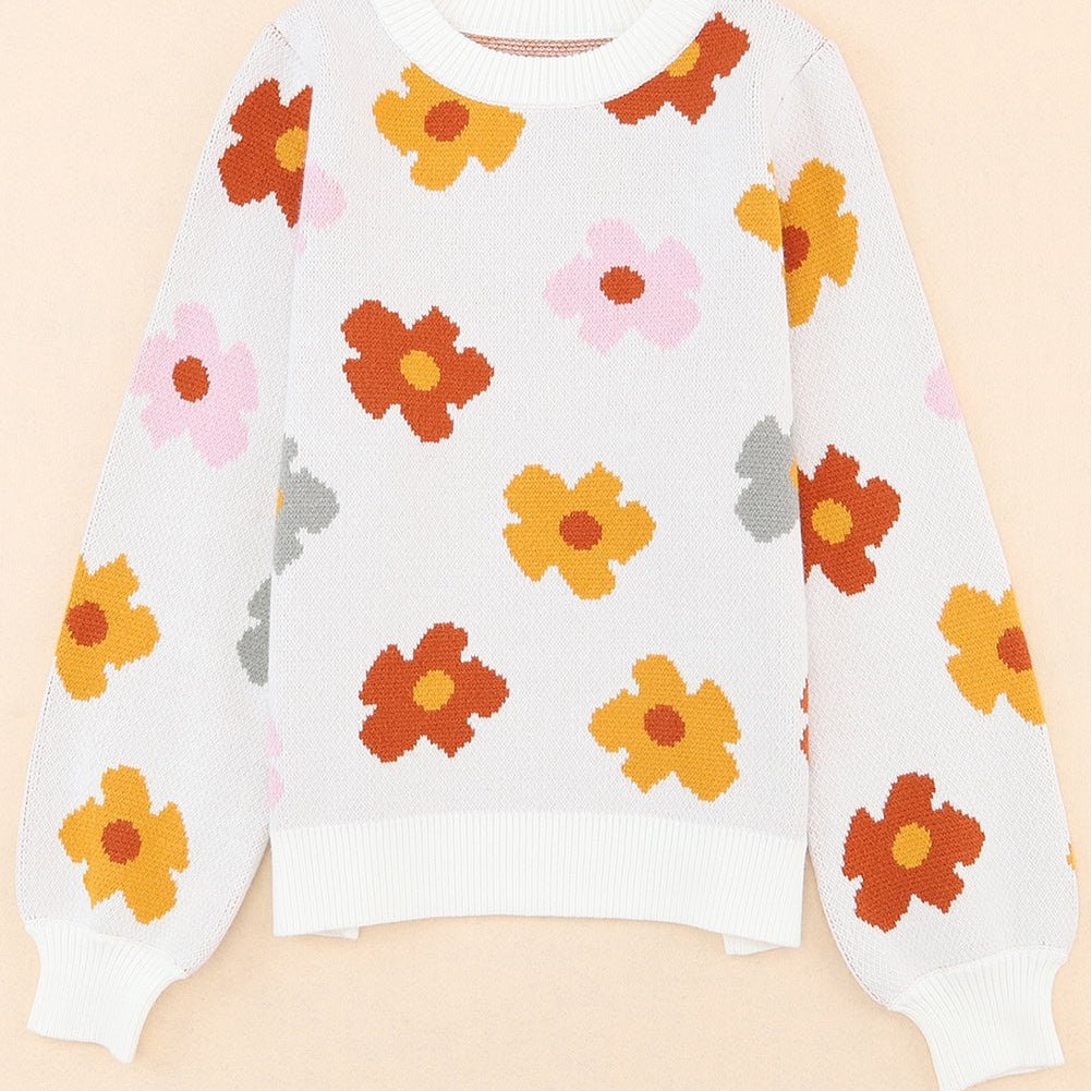 Floral Round Neck Sweater - Guy Christopher