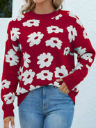 Floral Round Neck Sweater - Guy Christopher