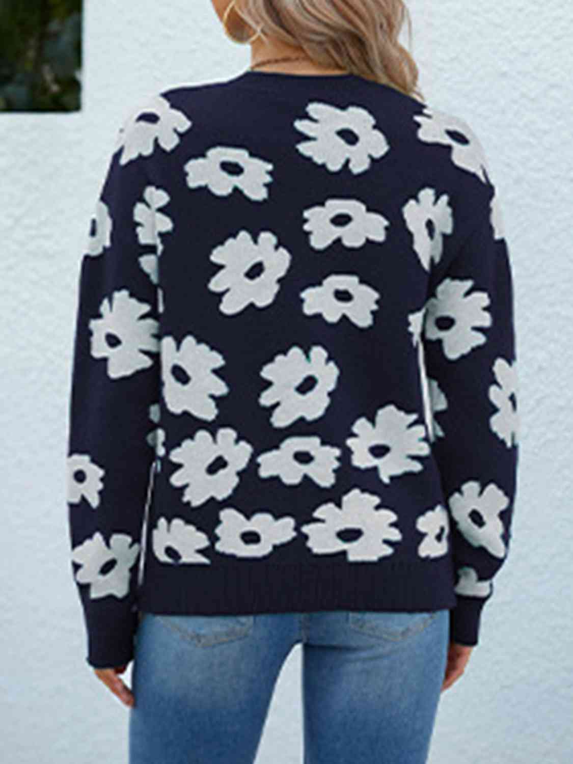 Floral Round Neck Sweater - Guy Christopher