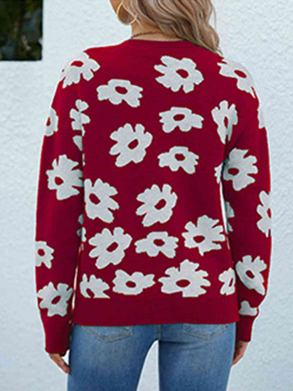 Floral Round Neck Sweater - Guy Christopher