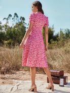 Floral Ruched Front Slit Dress - Guy Christopher