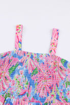 Floral Smocked Square Neck Jumpsuit with Pockets - Guy Christopher
