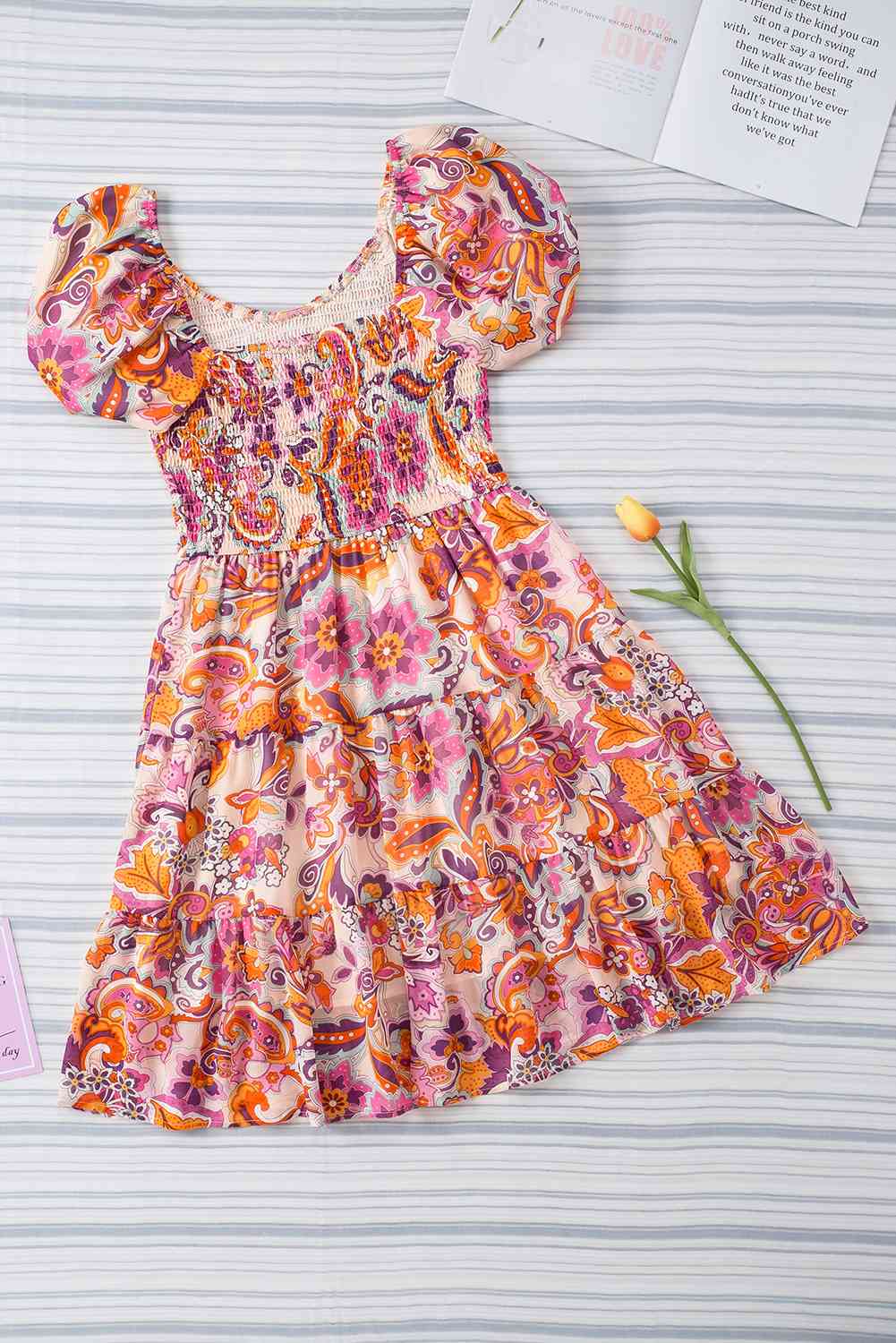 Floral Smocked Tiered Dress - Guy Christopher