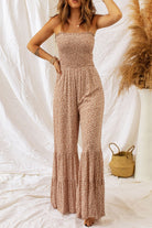 Floral Spaghetti Strap Smocked Wide Leg Jumpsuit - Awaken your Inner Romantic with Ethereal Charm - Effortlessly Embrace Whimsical Beauty - Guy Christopher