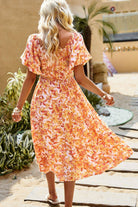 Floral Square Neck Tiered Midi Dress - Guy Christopher