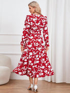 Floral Surplice Flounce Sleeve Ruffle Hem Dress - Guy Christopher