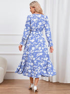 Floral Surplice Flounce Sleeve Ruffle Hem Dress - Guy Christopher