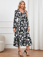 Floral Surplice Flounce Sleeve Ruffle Hem Dress - Guy Christopher