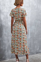 Floral Surplice Neck Tied Midi Dress - Guy Christopher