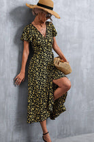 Floral Surplice Neck Tied Midi Dress - Guy Christopher