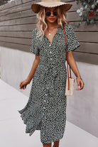 Floral Tie Front Slit Dress - Guy Christopher