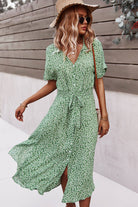 Floral Tie Front Slit Dress - Guy Christopher