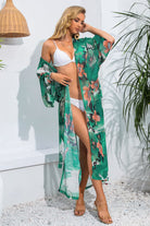 Floral Tie Waist Duster Cover Up - Guy Christopher