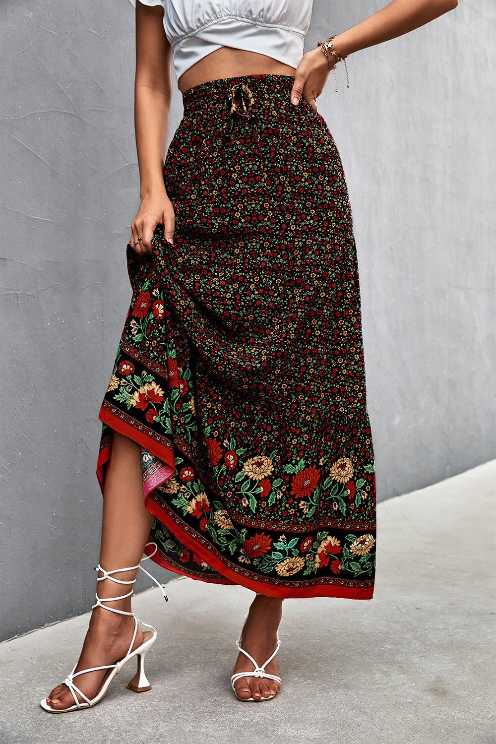 Floral Tied Maxi Skirt - Guy Christopher