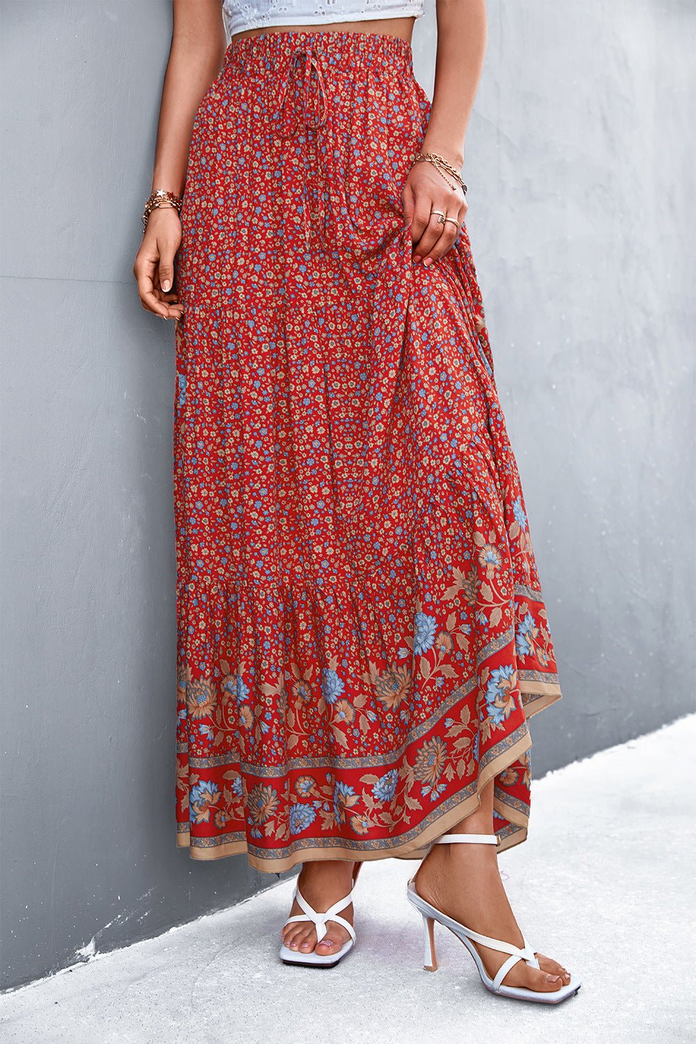 Floral Tied Maxi Skirt - Guy Christopher