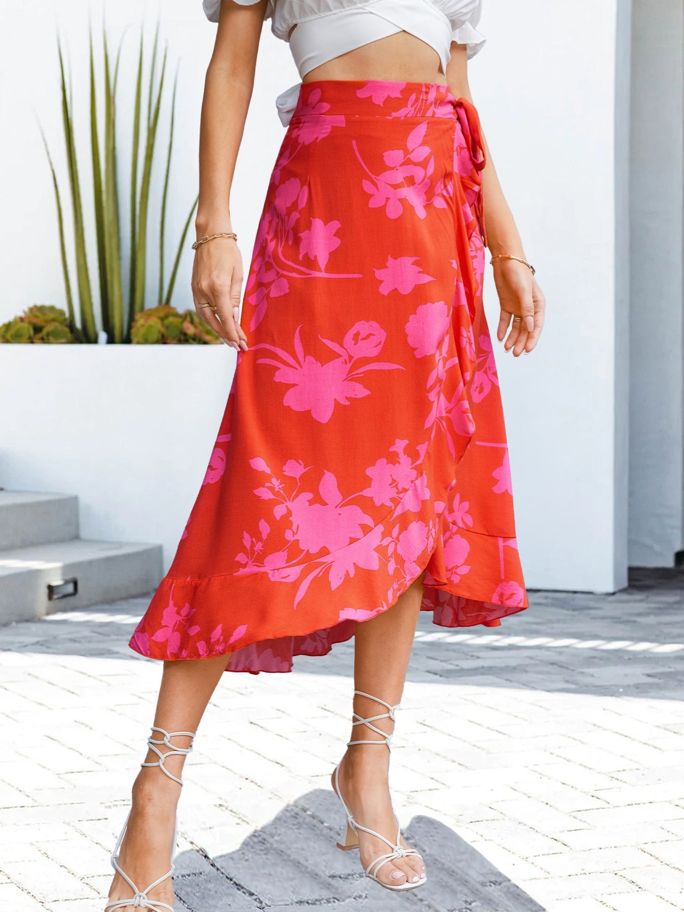 Floral Tied Ruffled Skirt - Guy Christopher