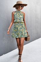 Floral Tied Sleeveless Mini Dress - Guy Christopher