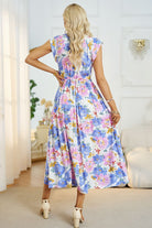 Floral V-Neck A-Line Midi Dress - Guy Christopher
