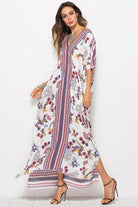 Floral V-Neck Dolman Sleeve Dress - Guy Christopher